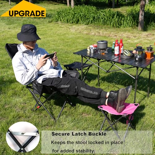 Camping Stool Upgrade Foot Stool for Camping Fishing Hiking Gardening and Beach (Rose Red)