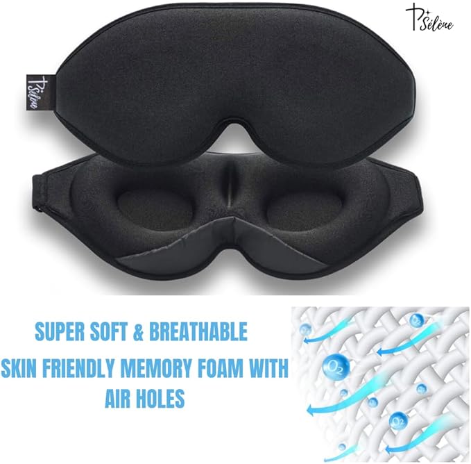 Sleep Mask with Earplugs & Zipper Bag 3D Memory Foam Eye Mask with Nose Support - Image 3