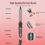 Thermal Brush, Heated Round Brush & Small Curling Iron with Ceramic Ionic Technology, 1/2 inch for Volumizing & Styling, Travel-Friendly Hot Comb with Adjustable Temperature（Rose Gold 0.5 inch）
