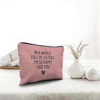 Nogrit Sister Makeup Bag - Birthday and Long Distance Friendship Gift - Small Cosmetic Bag for Purse