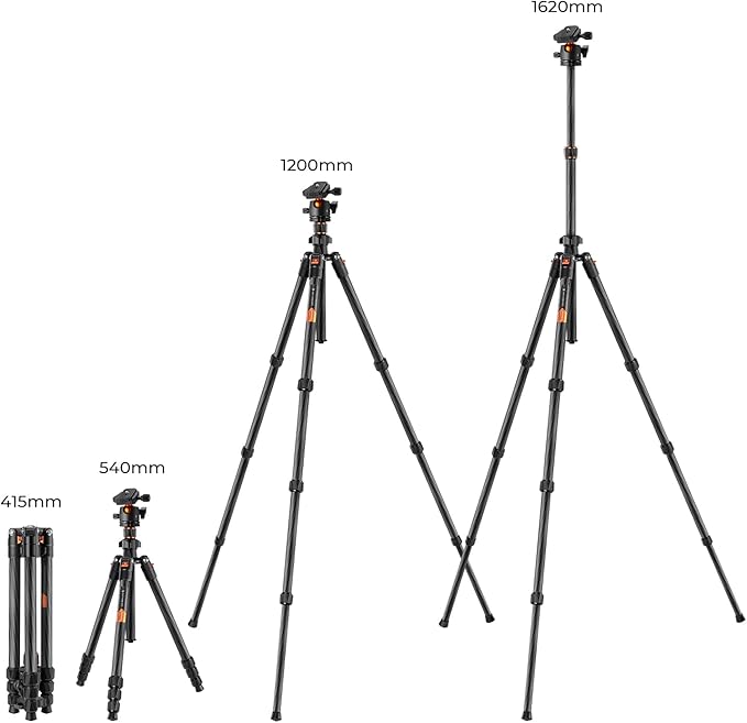 K&F Concept 64" Carbon Fiber Camera Tripod, Lightweight Travel Tripod - Image 5