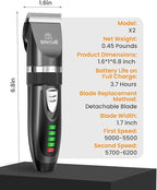 oneisall Quiet Cat Clippers for Matted & Long Hair, 2-Speed Cordless Pet Shaver Grooming Kit for Cats, Small Dogs & Animals (Black)