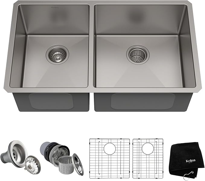 KRAUS Standart Pro 33 -inch Undermount 60/40 Double Bowl 16 Gauge Stainless by KRAUS