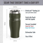 THERMOS Stainless King Vacuum-Insulated Travel Tumbler, 16 Ounce, Army Green - Image 2