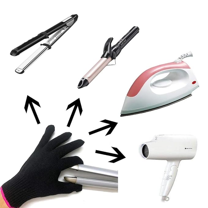 Lessmon 2 Professional Heat Resistant Gloves for Hair Styling Heat Blocking for Curling, Flat Iron and Curling Wand Suitable for Left and Right Hands
