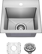 KRAUS Fairlane 15-inch Drop In/Top Mount Single Bowl 18-Gauge Stainless Steel by KRAUS