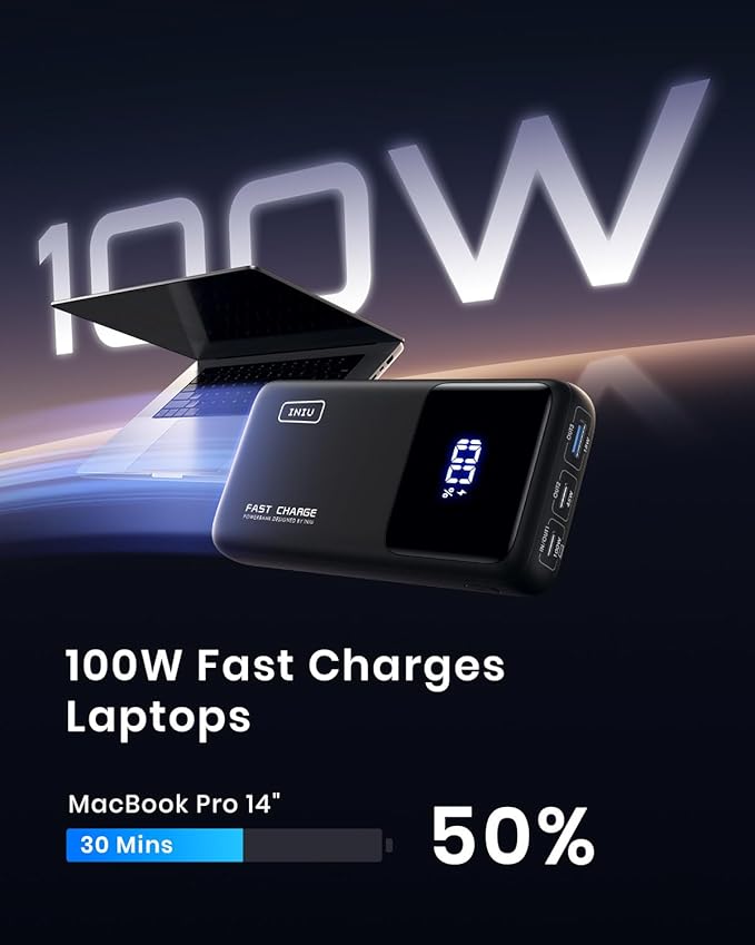 INIU Power Bank, 25000mAh 100W USB C Laptop Portable Charger, PD QC Fast - Image 7