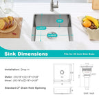 18 Inch Undermount Kitchen Sink Brushed, 18 Gauge T-304 Stainless Steel - Image 3