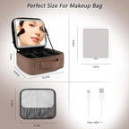 Travel Makeup Bag with LED Mirror Travel Makeup Organizer with 3 Lighted - Image 7