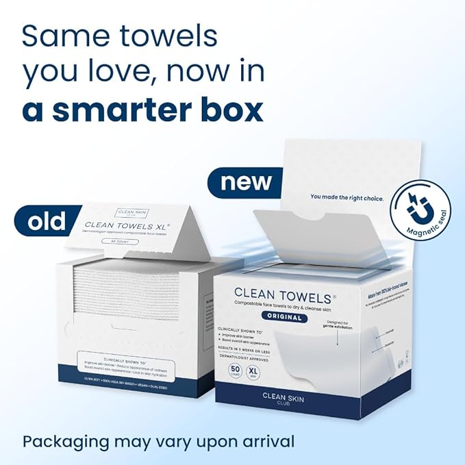 Clean Skin Club Clean Towels XL®, 100% USDA Biobased Face Towel, Disposable - Image 2