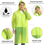 Opret 2 Pack Raincoats for Adults Reusable, EVA Rain Ponchos Lightweight Rain - Image 3