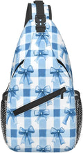 SUPLUCHOM Sling Bag Blue Bows Check Hiking Daypack Crossbody Shoulder Backpack by SUPLUCHOM