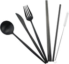 Gugrida Luxury Black Matte Portable 18/10 Stainless Steel Travel Flatware Sets - Image 4