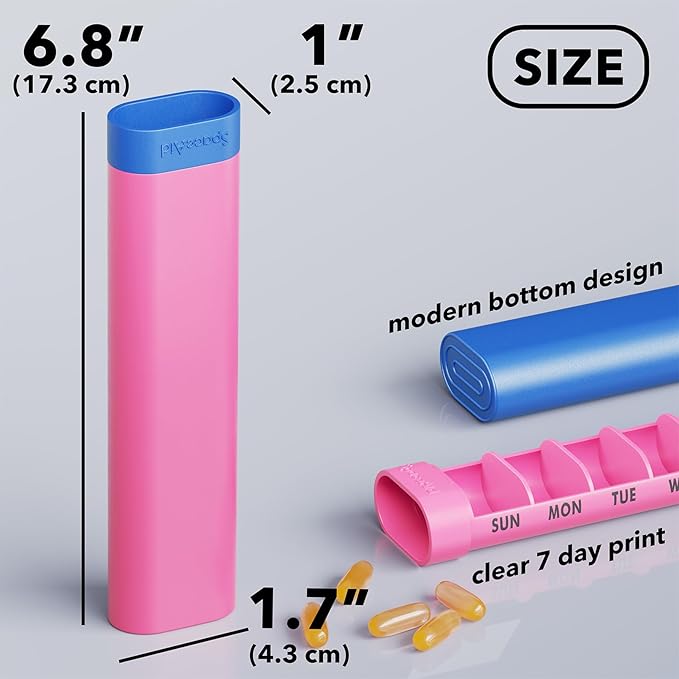 SpaceAid 2 Pack Pill Organizer Box 7 Day, Weekly Travel Pill Case Holder - Image 4
