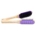Aethland Boar Bristle Double-Sided Straightening Brush and Comb for Thick, Coarse Hair - Smoothing and Styling Tool (Purple)