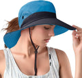 Rosoz Ponytail Sun Bucket Hats for Women UV Protection Foldable Mesh Wide Brim by Rosoz