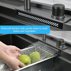33 Inch Black Waterfall Kitchen Sink Workstation -Bokaiya 33x19 Drop In Kitchen - Image 5