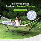 Double Hammock with Stand 500lbs Heavy Duty Outdoor Two Person Round (White)