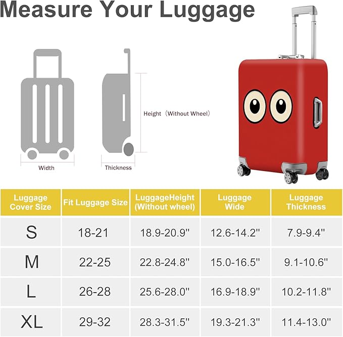 ANNA QUEEN Funny Cartoon Eyes Luggage Cover, Travel Suitcase Cover - Image 4
