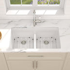 Dcolora 33 Inch Granite Compoisite Kitchen Sink White Undermount Kitchen Sink - Image 4