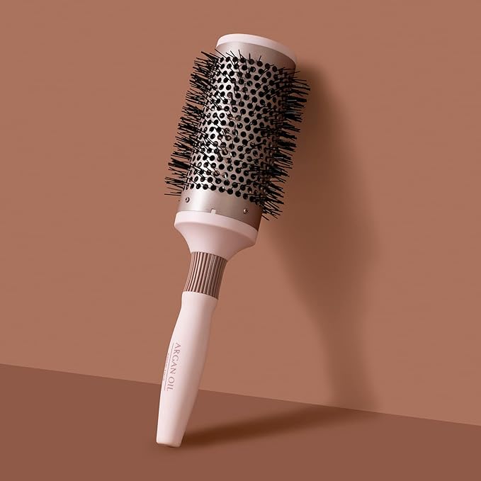 Fast Dry Round Brush with Ceramic Ion Thermal Barrel and Nylon Bristles,Argan oil Round Hair Brush for Blow Drying,Styling,Curling,Straightening, for All Hair Types-53mm
