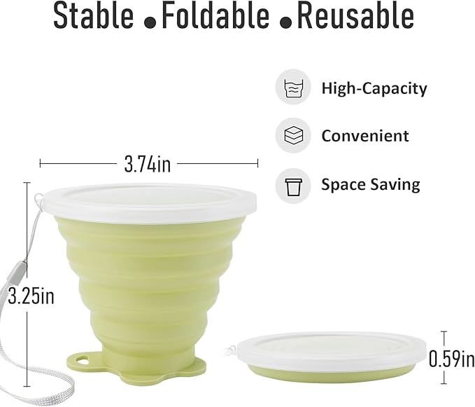 JBER Silicone Collapsible Travel Cup, Silicone Folding Camping Cup - Image 3