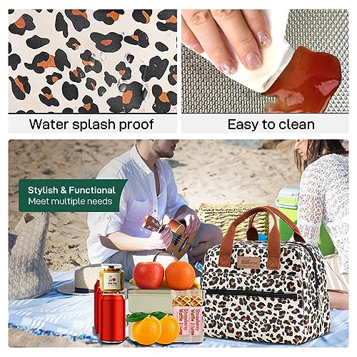 Insulated Lunch Bag for Women Men (Leopard Print)