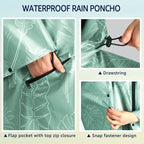 ANYOO Waterproof Rain Poncho Lightweight Reusable Hiking Hooded Coat Jacket - Image 3