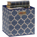 11 Inch Foldable Cube Storage Bins with Handle (6 Pack - 10.5" x 10.5" x 11" / Steel Blue)