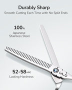 ULG Hair Thinning Scissors 6.7” Shark Series 100% Japanese Stainless Steel, Offset Handle, 30-Tooth Seamless Thinner 15% Hair Removal, Professional Barber Layering Shears for Salon & Home Hair Styling