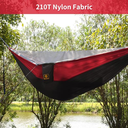 Camping Hammock with Mosquito Net (Black&red / X-Large)