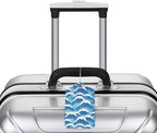 2PC Cartoon Waves Luggage Tag, Cute Blue Sublimation Printed Travel Suitcase - Image 5