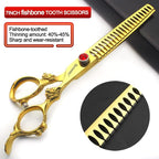 6 inch /7 inch salon professional salon scissors salon hairdresser hair cutting hairstyle pruning tools Japan 440c high hardness stainless steel golden (7 inch 2pc-B)