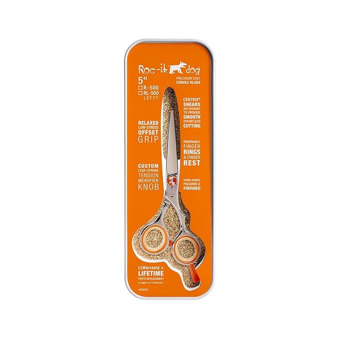Cricket Centrix Roc-It Dog R 500 5” Professional Stylist Barber Hair Shears for Cutting - Precision Cast Convex Blade Hair Scissors, Offset Grip - Ideal for Hair Salon Use
