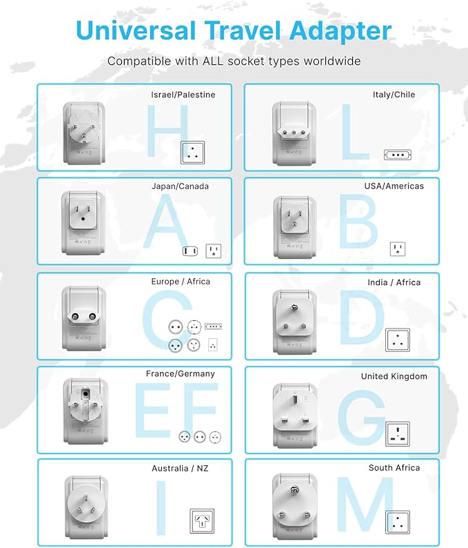 VINTAR Universal Travel Adapter Kit, International Power Adapter - Image 2