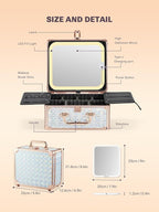 Qislee Makeup Box with A Detachable Lighted Mirror, Waterproof Travel Train Case - Image 3