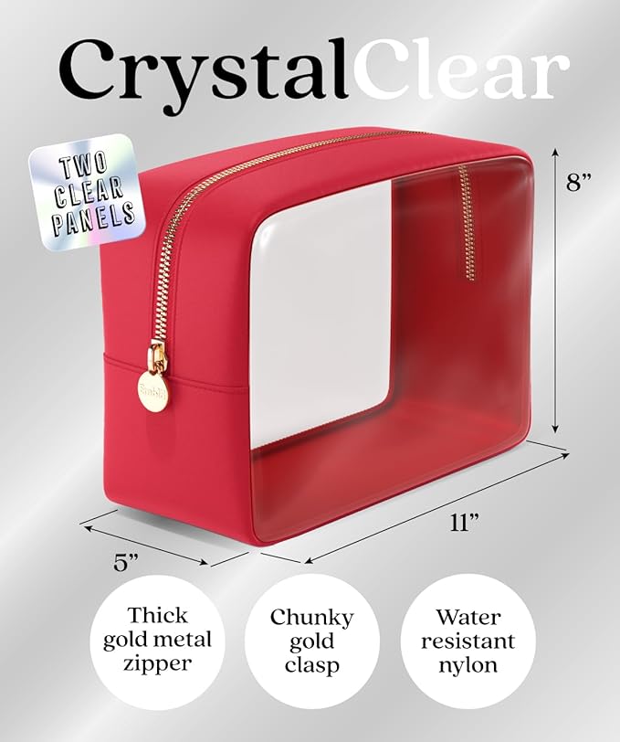 Clear Makeup Bag Zipper Pouch, Transparent Cosmetic Case Organizer, TSA - Image 2