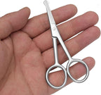 Multicolor Professional Grooming Scissors for Personal Care Facial Hair Removal and Ear Nose Eyebrow Trimming Stainless Steel Fine Straight Tip Scissors 3.9 Inch (Silver Safety C)