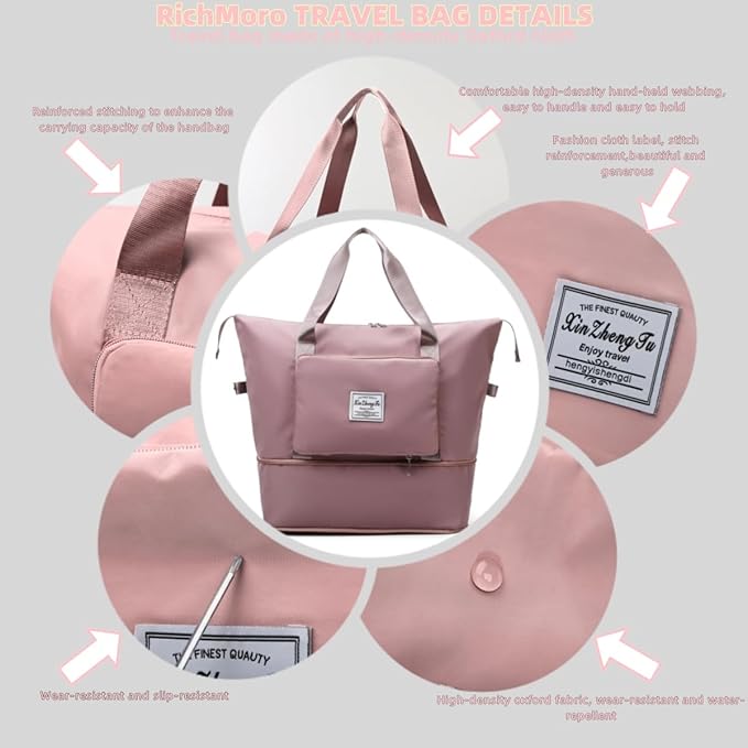 Large Capacity Foldable Travel Bag, Expandable lightweight Carry on Bag - Image 3
