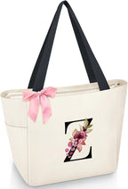 Vavabox Tote Bag, A-Z Initial Monogrammed Waterproof Tote Bag, Bridesmaid Gifts by Vavabox