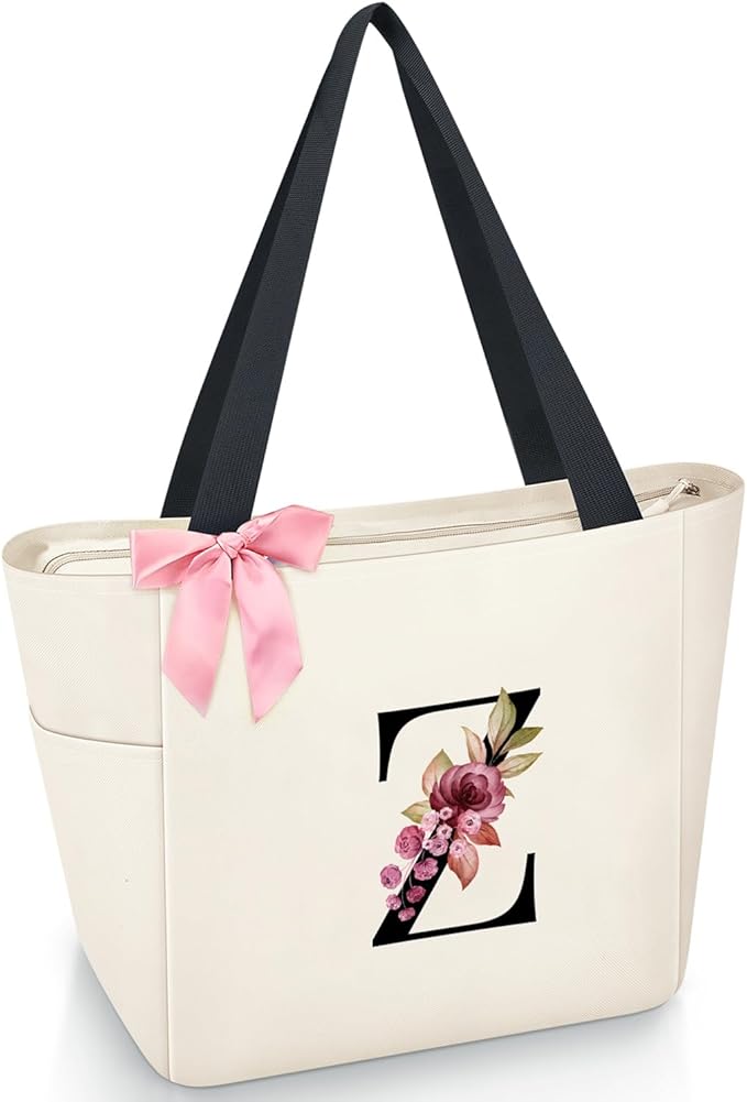 Vavabox Tote Bag, A-Z Initial Monogrammed Waterproof Tote Bag, Bridesmaid Gifts by Vavabox