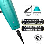Supreme Trimmer Vader Clipper with DLC Taper Blade STC5098 | 210 Min Run Time 7500 RPM Hair Trimmer | Professional Brushless Motor Barber Clipper | Light Blue