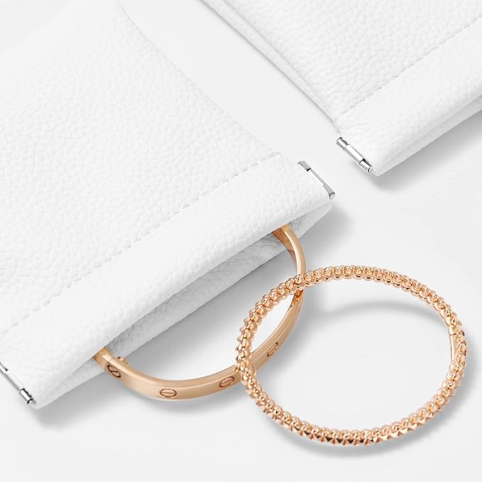 2 Pack PU Leather Slim Engagement Wedding Ring Pouch Leather Jewelry Pouch - Image 7
