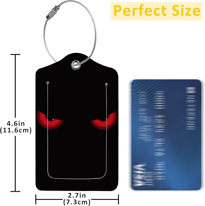 2 Pack Evil Eyes Luggage Tag for Suitcases Green Cat Eyes PU Leather Bag Travel - Image 2