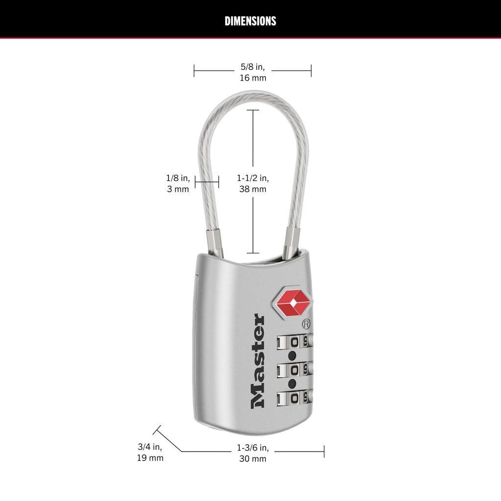 TSA Approved Combination Luggage Lock (Silver / 4 Pack)