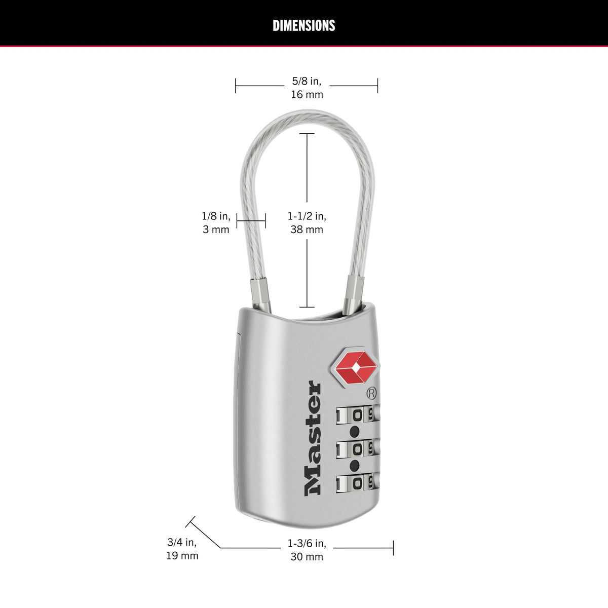 TSA Approved Combination Luggage Lock (Silver / 2 Pack)