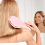 New Multifunctional Curly Hair Cushion Comb, 1Pc Oval New Air Cushion Comb WithHandle, Define Styling Brush,DetanglingHair Brush, Professional Hairstyle Comb, BouncingHair Brush (White Pink)