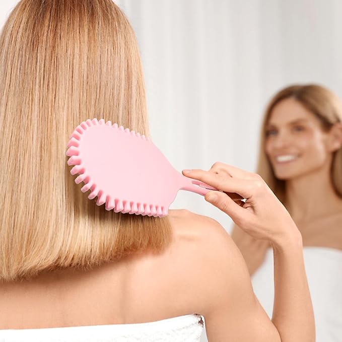 New Multifunctional Curly Hair Cushion Comb, 1Pc Oval New Air Cushion Comb WithHandle, Define Styling Brush,DetanglingHair Brush, Professional Hairstyle Comb, BouncingHair Brush (White Pink)