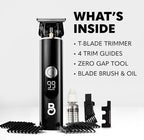 The Beard Club Professional T-Blade Beard Trimmer for Men LT - Barber Electric Shaver, Mustache & Hair Clippers for Men Zero Gapped Cordless Buzzer Hair Trimmer & T Liner - Edger Line Up Grooming Kit