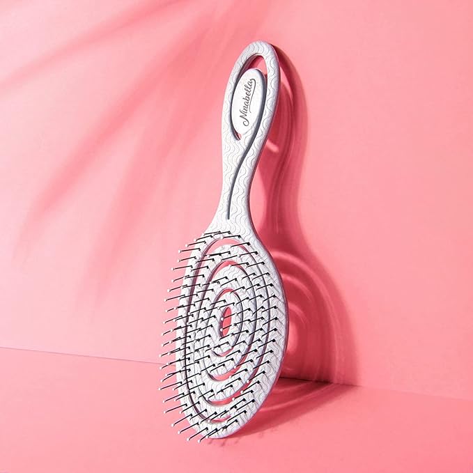 Ninabella Detangle Hair Brush for Women & Men - Does not Pull - Straightening Brushes for Straight & Curly Hair - Unique Spiral Detangling Hairbrush - Blue